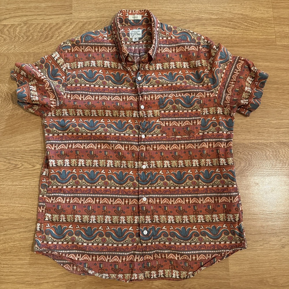 J.Crew Shirt Men's Medium Multicolor Classic Fit Short Sleeve Southwestern Aztec